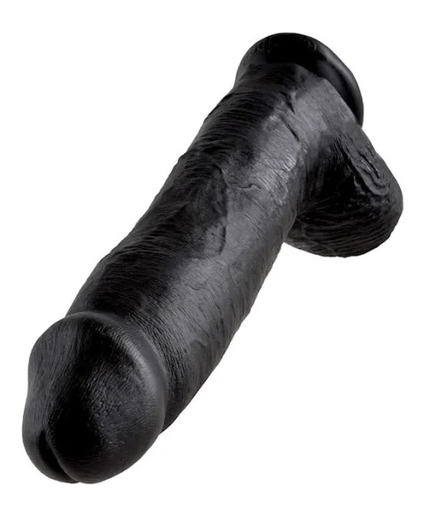 King Cock With Balls 12 Inch - Black - 12 Inch