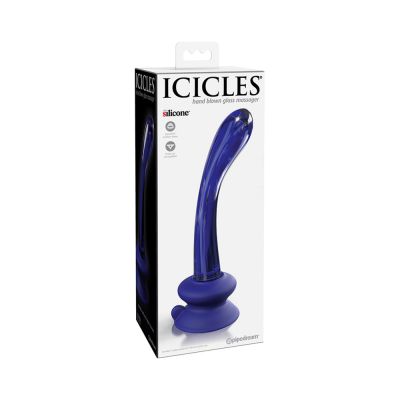 Icicles No 89 Blue Glass Anal Dildo with Suction Cup by Pipedream Products