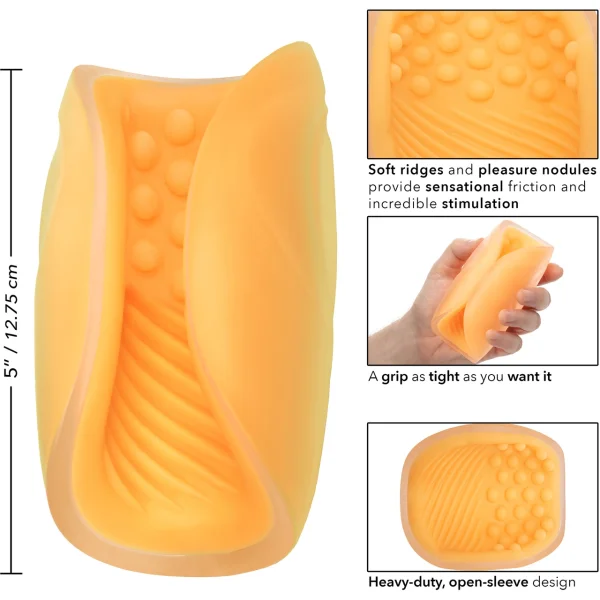 The Gripper Dual Grip Penis Masturbator By CalExotics - Orange
