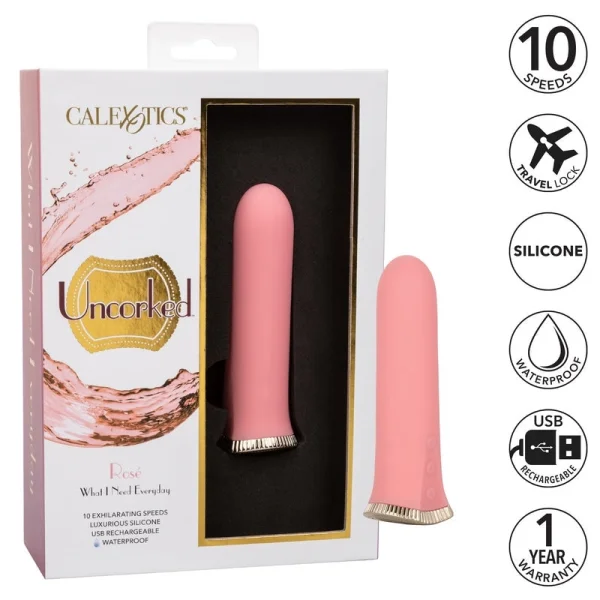 Uncorked Rosé Waterproof Rechargeable Silicone Vibrator By CalExotics