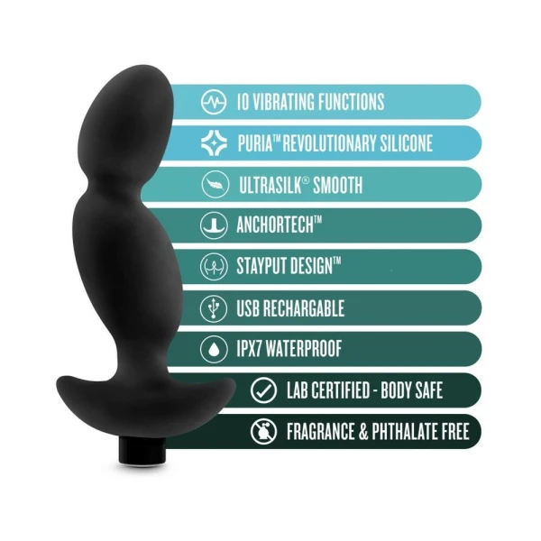 Blush Anal Adventures Platinum Silicone Vibrating Prostate Massager 04 - Black — image 8 of 9