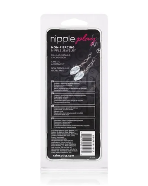 Nipple Play Non-piercing Nipple Jewelry Crystal Teardrop - Clear - 5 Inch