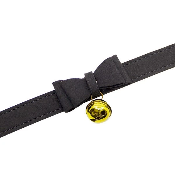 Love In Leather Bow Collar with Cat Bell