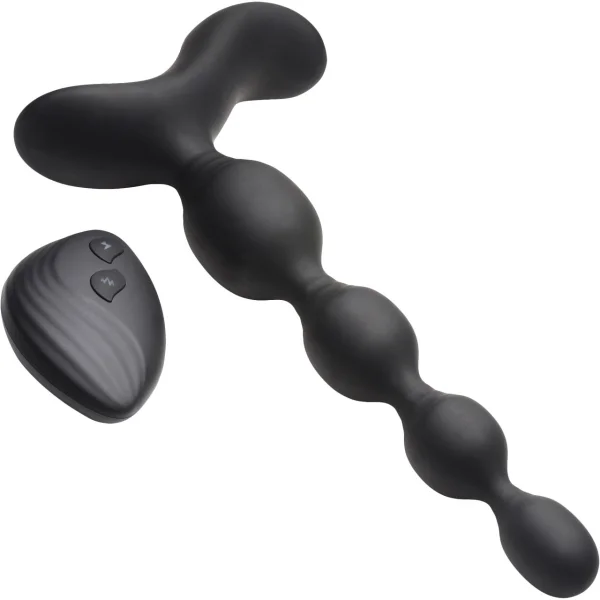 Zeus Electrosex Shock Beads 80X Vibrating & E-Stim Rechargeable Silicone Anal Beads With Remote