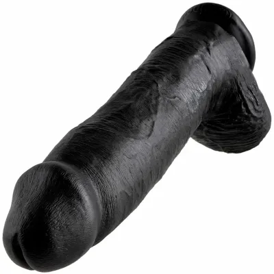 King Cock 12 Suction Cup Cock With Balls Black