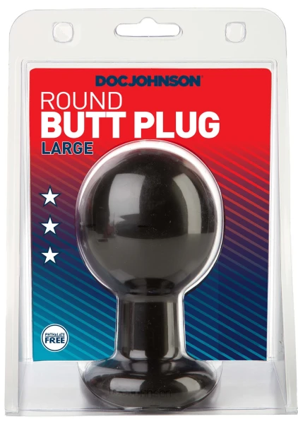 Round Butt Plug - Large - Black