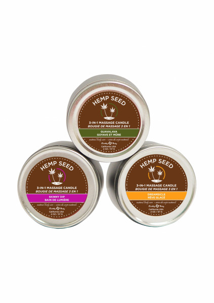 Massage Candle Trio - 3 candles á 2oz /57g Massage Oil Candle
