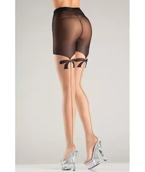 Bowtie Back Pantyhose - Nude/black - One Size — image 2 of 2