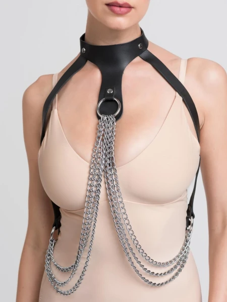 DOMINIX Deluxe Leather and Chain Bra Harness