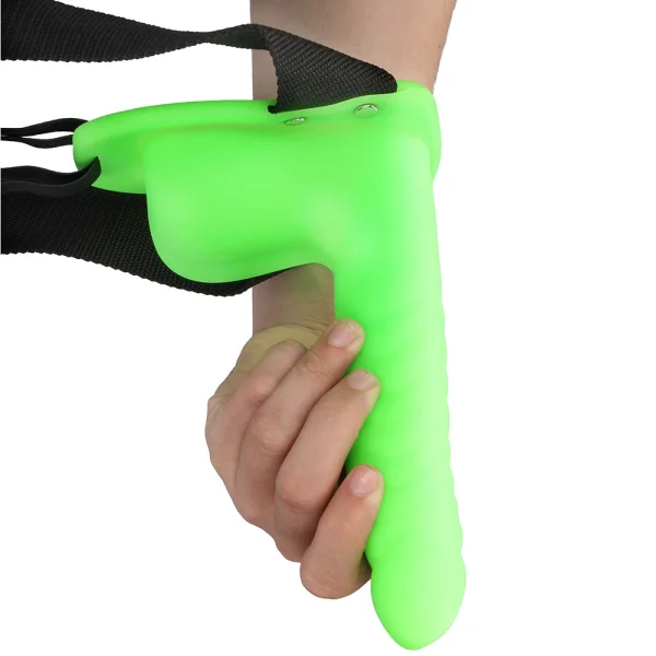 Ouch! Ribbed 8 Inch Hollow Ballsy Strap-On