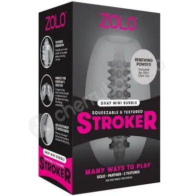 Zolo Mini Dome Squeezable Textured Grey Penis Stroker