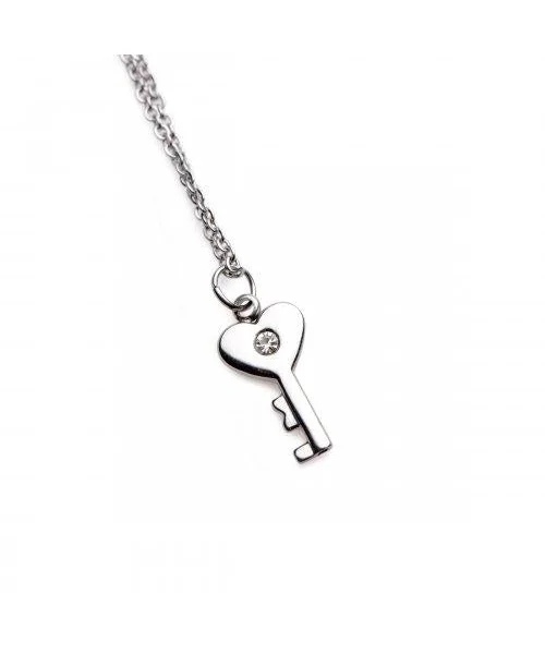 Chained Locking Bracelet And Key Necklace Couples Set