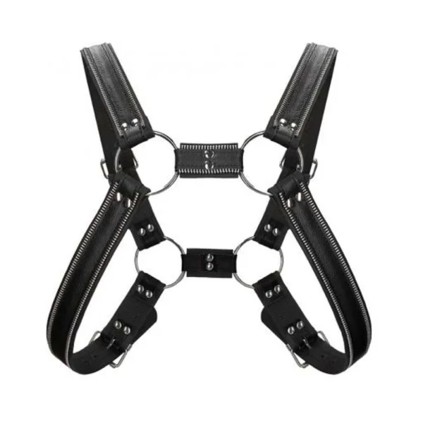 Premium Leather O-ring Zipper Series Bulldog Harness S/m Black — image 6 of 8
