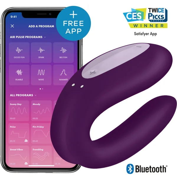 Satisfyer Double Joy App-Enabled Wearable Couples Vibrator with Remote Control