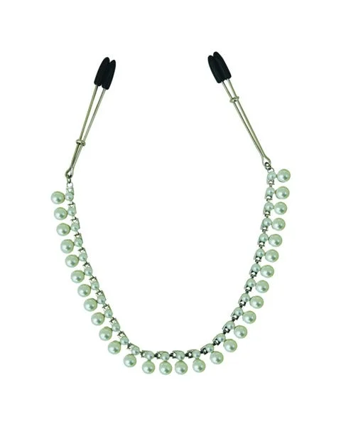 Midnight Pearl Chain Nipple Clips