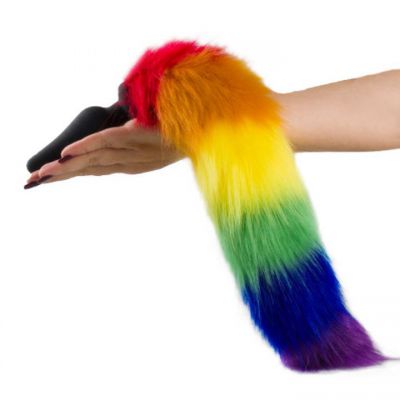 Bondara Faux Fur Rainbow Tail Butt Plug 4 5 Inch