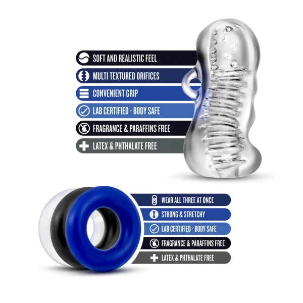 Quickie Kit Jerk Off Masturbator and Cock Ring Set