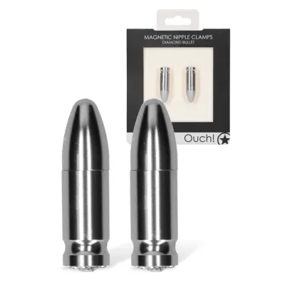 Shots Toys Magnetic Bullet Nipple Clamps with Diamond Gem