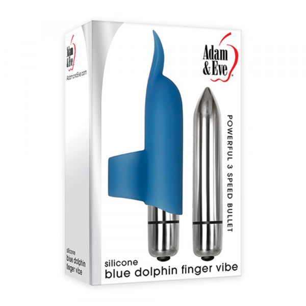 Adam & Eve Silicone Blue Dolphin Finger Vibe