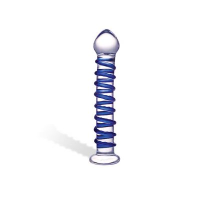 Glas Blue Spiral Glass Dildo Blue Os