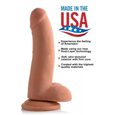 8 Inches Ultra Real Dual Layer Suction Cup Dildo Tan