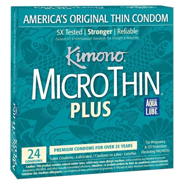 Kimono Microthin Plus Aqua Lube Ultra Thin Condoms | Premium Condoms