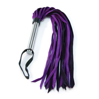 Suede 20 flogger with metal handle assorted colors