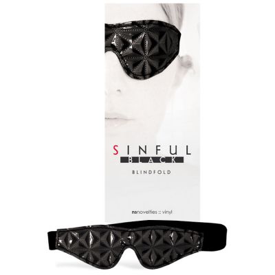 nsnovelties Sinful Diamond Textured Faux Leather Blindfold