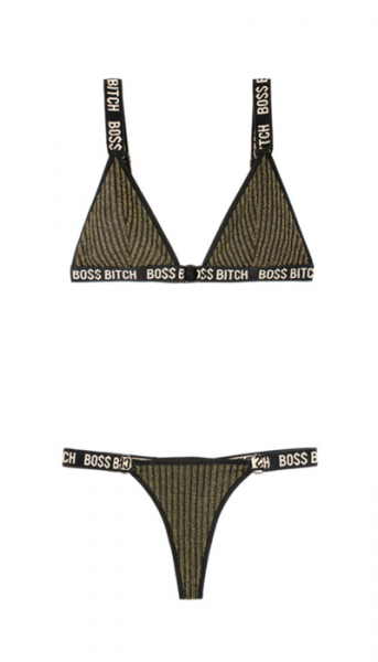 BO$$ Bitch Bralette & Thong Panty Set