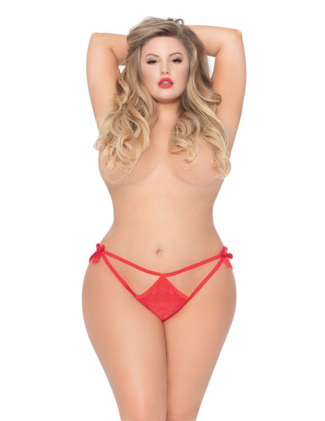 Seven Till Midnight Satin Bow Back Crotchless G-String