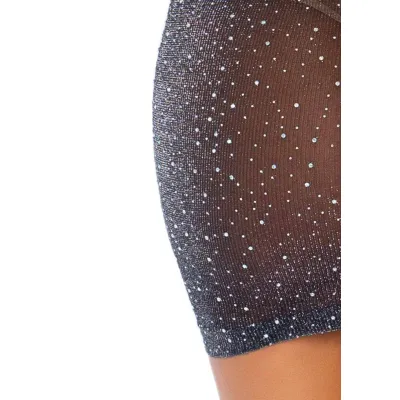 Shimmery Rhinestone Tube Dress One Size Black silver