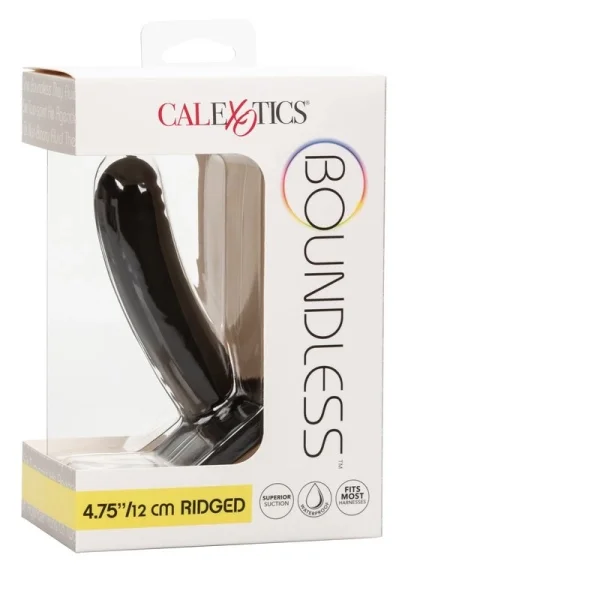Boundless 4.75" Ridged Silicone Suction Cup Dildo By CalExotics - Black