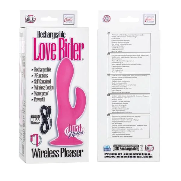 Rechargeable Love Rider Wireless Pleaser Silicone Dual Vibe Waterproof Pink 4.25 Inch — image 6 of 6