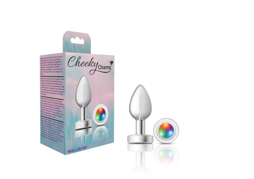 Cheeky Charms - Silver Metal Butt Plug - Light Up - Small
