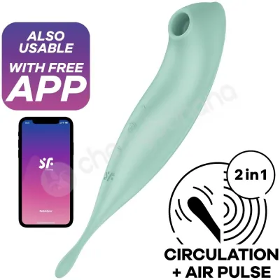 Satisfyer Twirling Pro Green 2 In 1 App Controlled Vibrator
