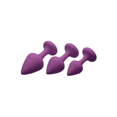 Purple Pleasures 3 Piece Silicone Anal Plugs Purple 3 5 Inch