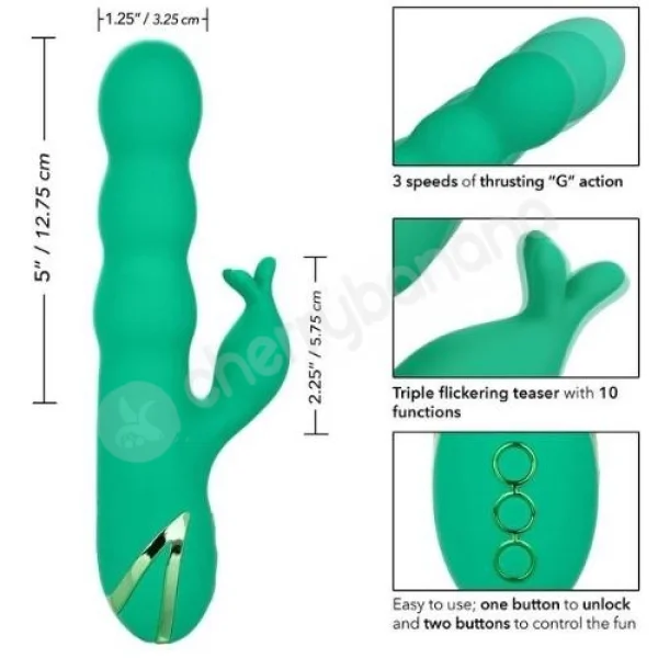 California Dreaming Sonoma Satisfier Thrusting G-Spot Shaft Vibrator With Triple Flickering Clit Stimulator