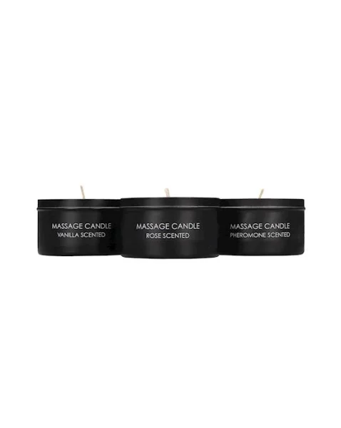 Massage Candle Set - Pheromone, Vanilla And Rose Scented  - Black