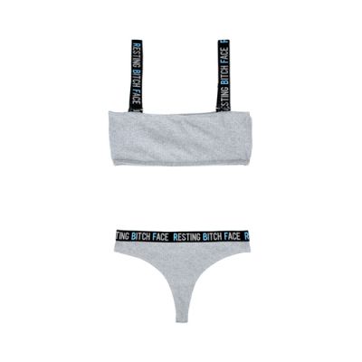 Set with Crop Top Grey Black S M