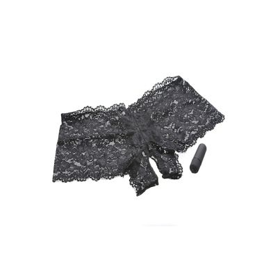 Adam Eves Vibrating Crotchless Panty Black