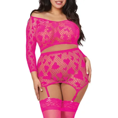 Crop Top and Garter Belt Hot Pink