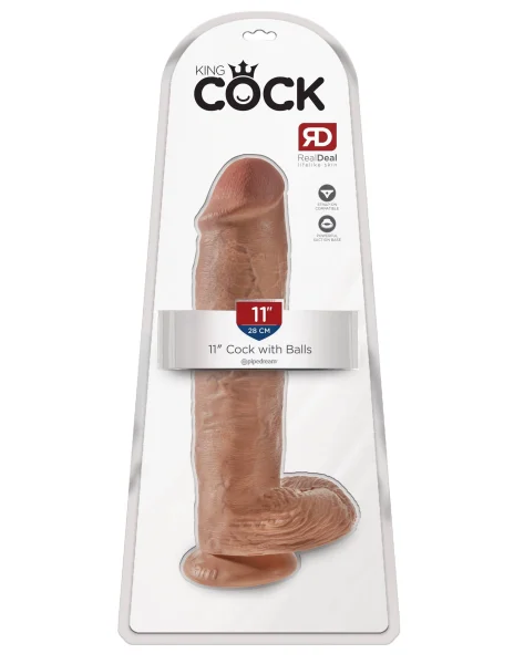 King Cock  11" Cock With Balls - Tan