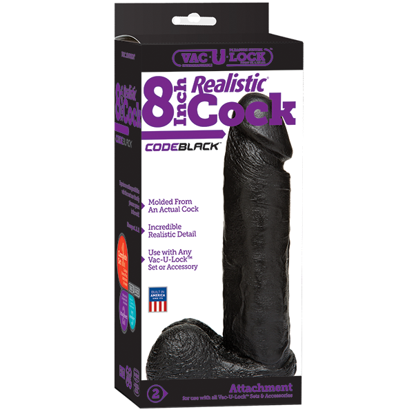 Vac-U-Lock CODE BLACK 8" Realistic Cock