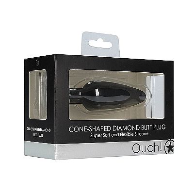 Cone Shaped Diamond Butt Plug Black