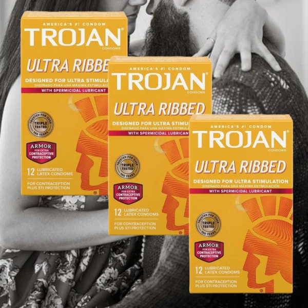 Trojan Ultra Ribbed Armor Condoms (12-Pack) | Spermicidal
