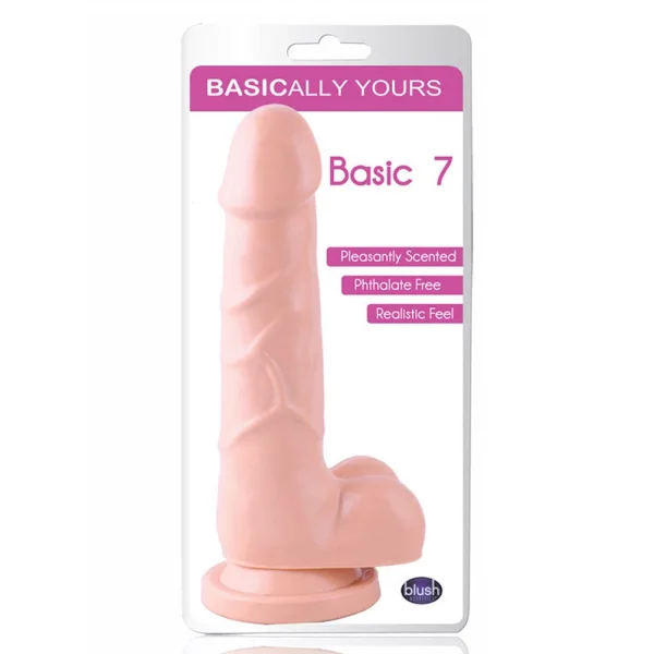 Dr. Skin Basic 7 Inch Realistic Dildo With Balls & Suction Cup by Blush - Vanilla