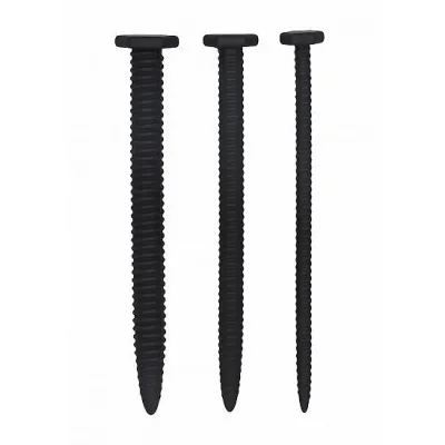 Silicone Rugged Nail Plug Set Urethral Sounding Black