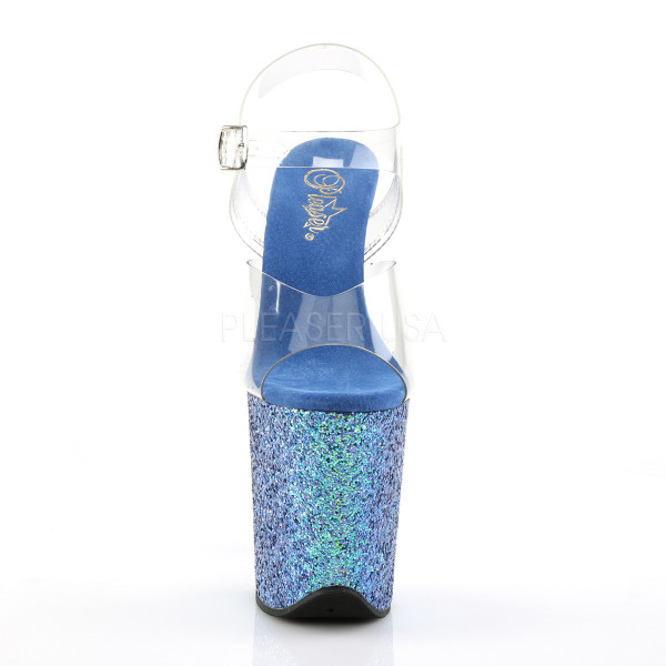 8 inches Heel, 4 inches PF Ankle Strap Sandal W/Holographic Glitter Cov — image 6 of 12