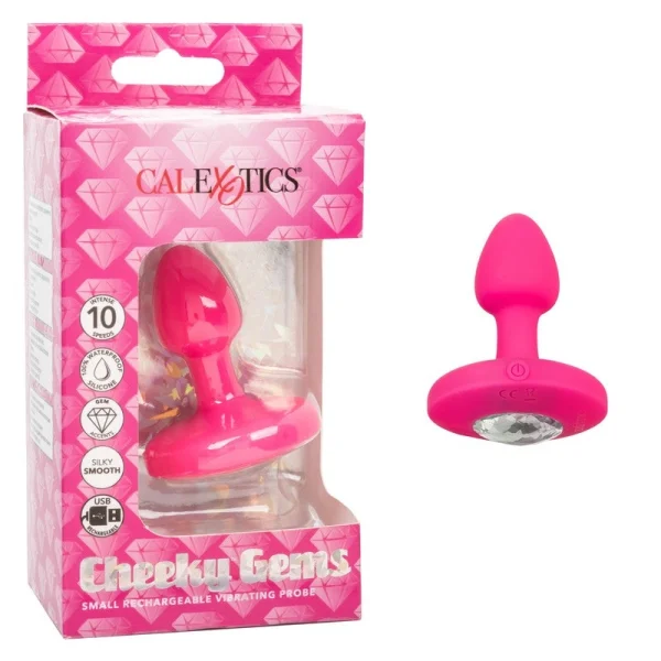 Cheeky Gems Silicone Rechargeable Vibrating Small Anal Probe By CalExotics - Pink