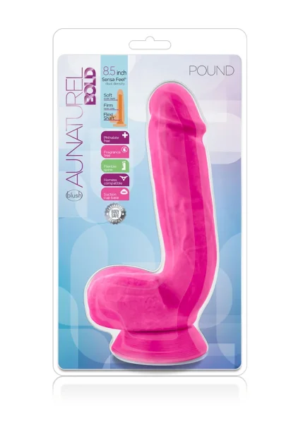 Au Naturel Bold Pound 8.5 Inch Sensa Feel Dual Density Dildo By Blush - Black